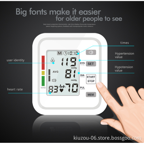 Kiuzou hot sale arm automatic electronic digital talking blood pressure monitor-254A English voice
